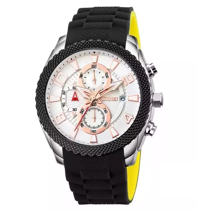 SKMEI 9269 Black Yellow Silicone Strap Watch